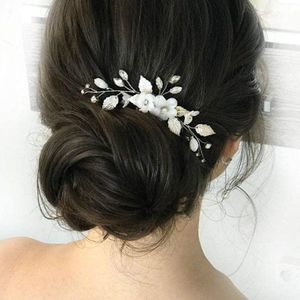Bride Silver Wedding Hair Comb Flower Bridal